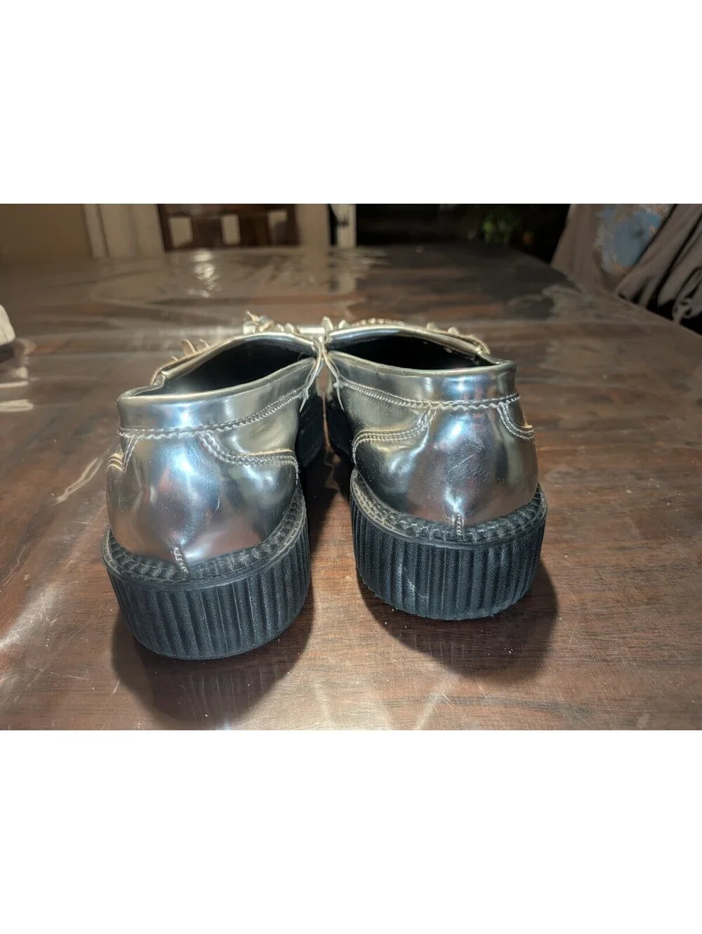 T.U.K Chrome Creeper Skull Sole Mens 6 Women 7Punk Goth